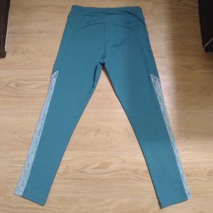 NWOT - Teal, Capri-Length Leggings - Stretch Lace on Side - Junior's Size S